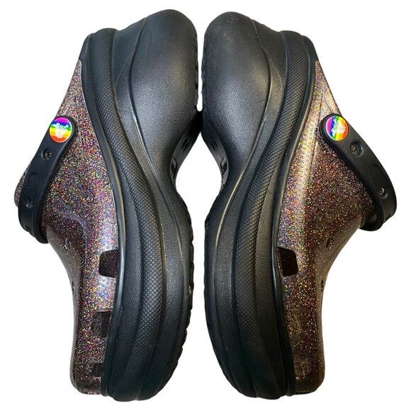 Crocs Platfirm Clogs Womens Sz 8 Classic Bae Pride Translucent Glitter - Picture 16 of 16